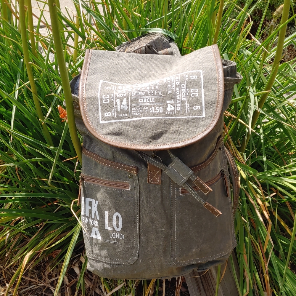 MYRA Casual Green Canvas Travel Backpack -